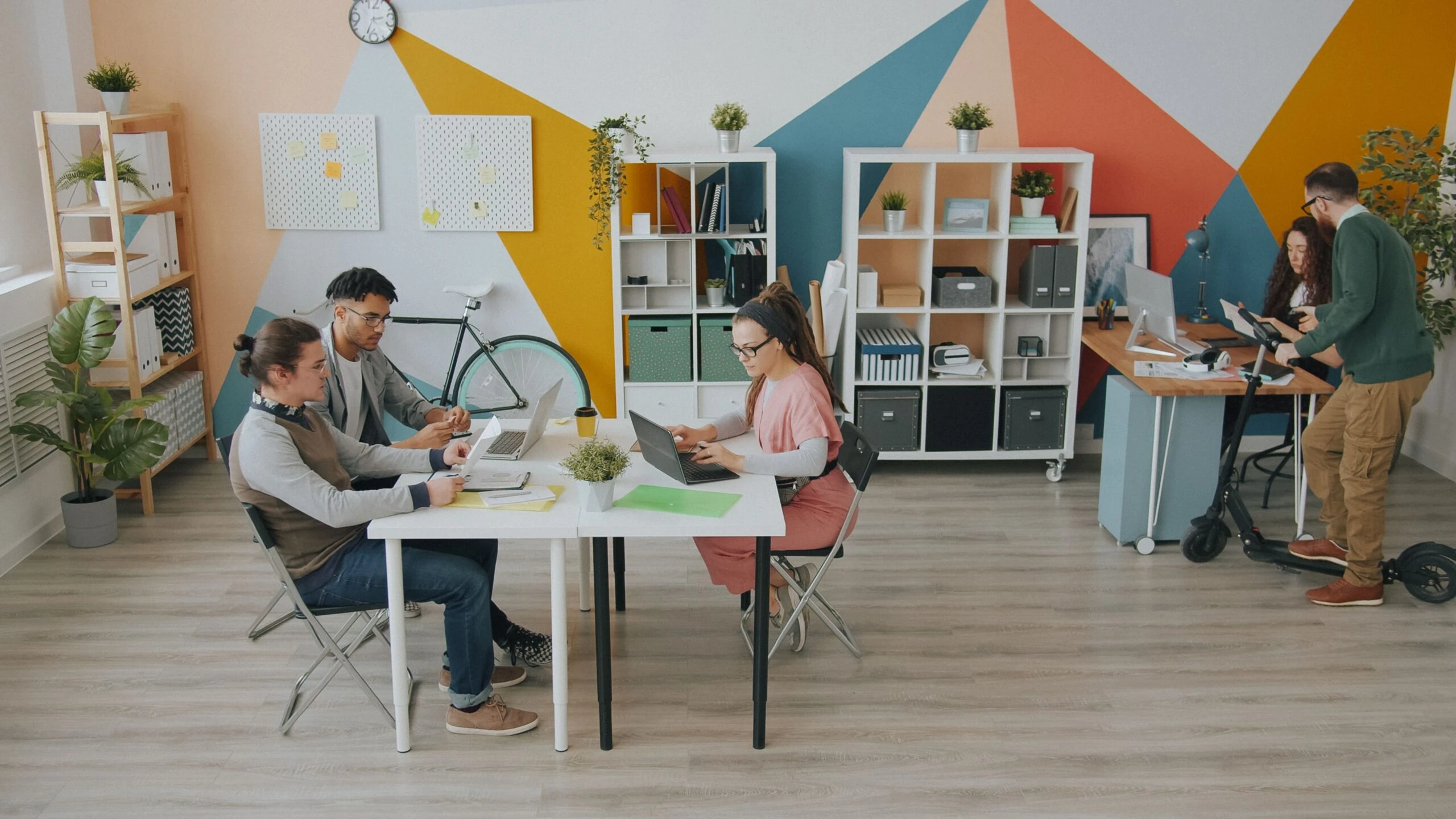 small business employees working together in an office